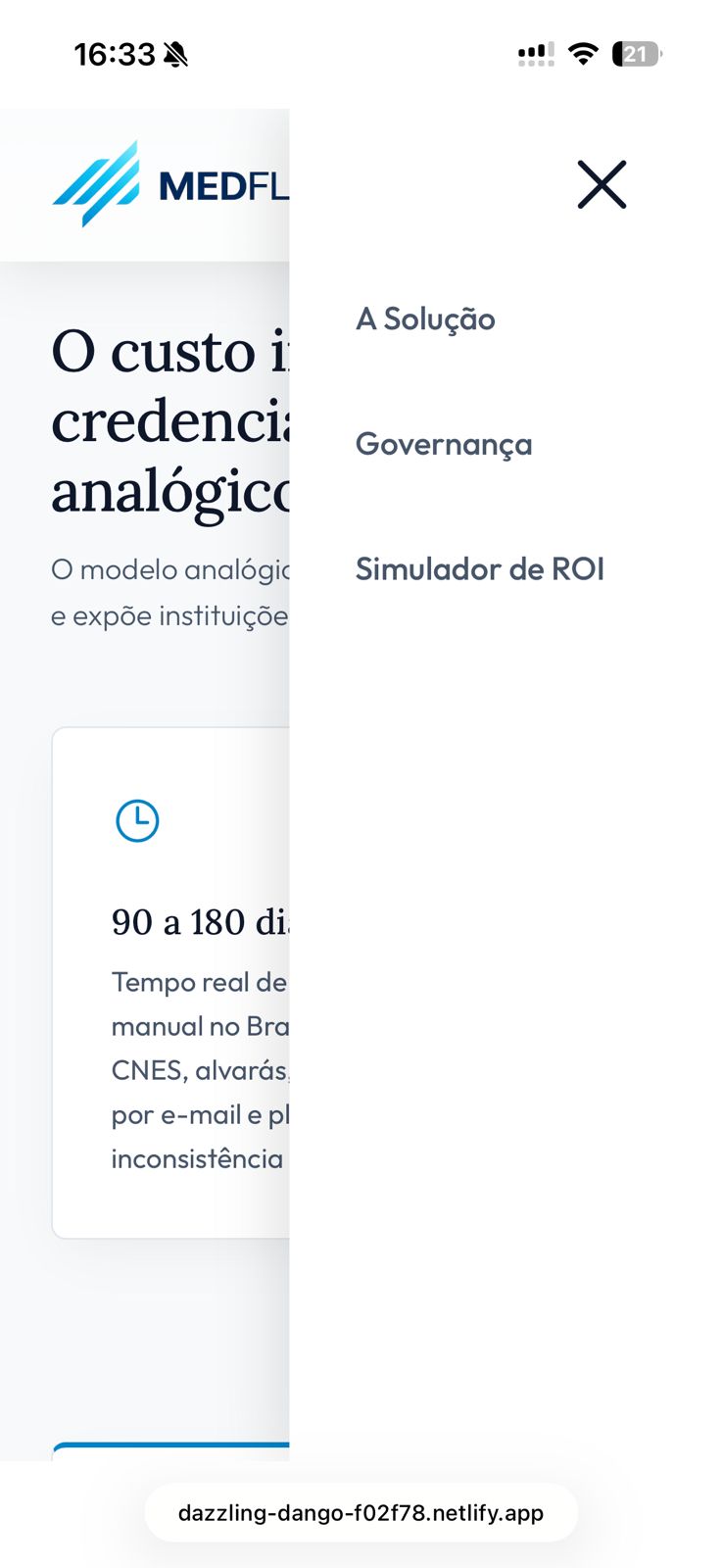 Medflow Menu Mobile